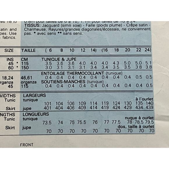 Butterick Sewing pattern 4541 tunic long sleeve skirt drop waist size 16-24 - Picture 7 of 8